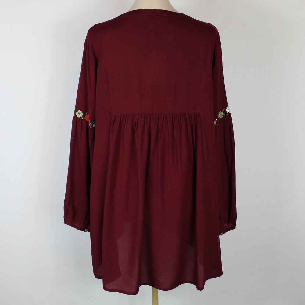 JODIFL Burgundy Floral Trim Tunic - Picture 3 of 4